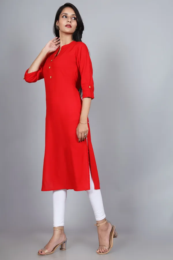 Women_Solid_Straight_Kurta_(Red)