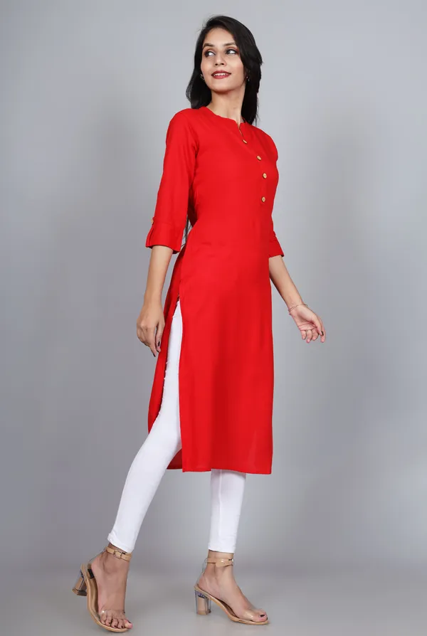 Women_Solid_Straight_Kurta_(Red)