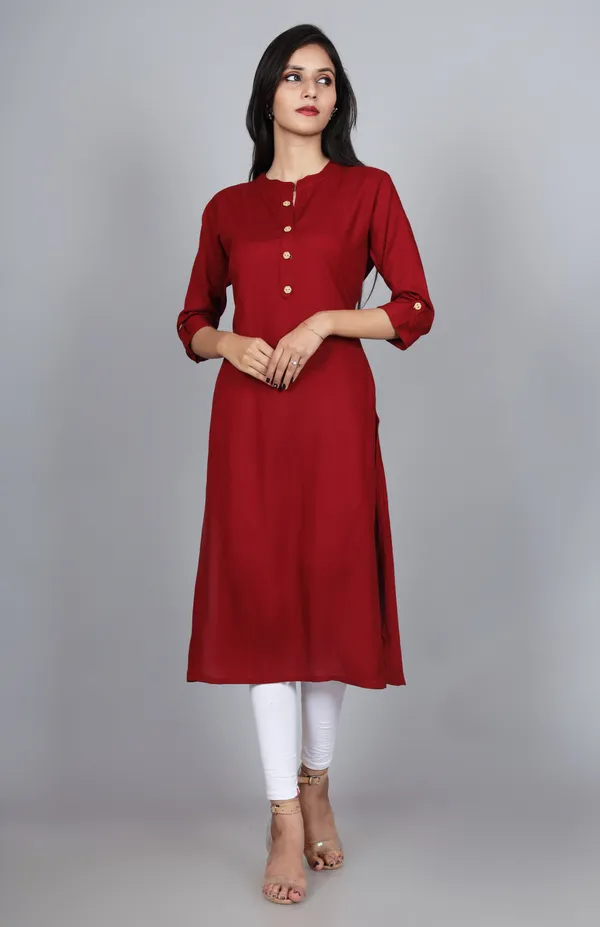 Women_Solid_Straight_Kurta_(Maroon)