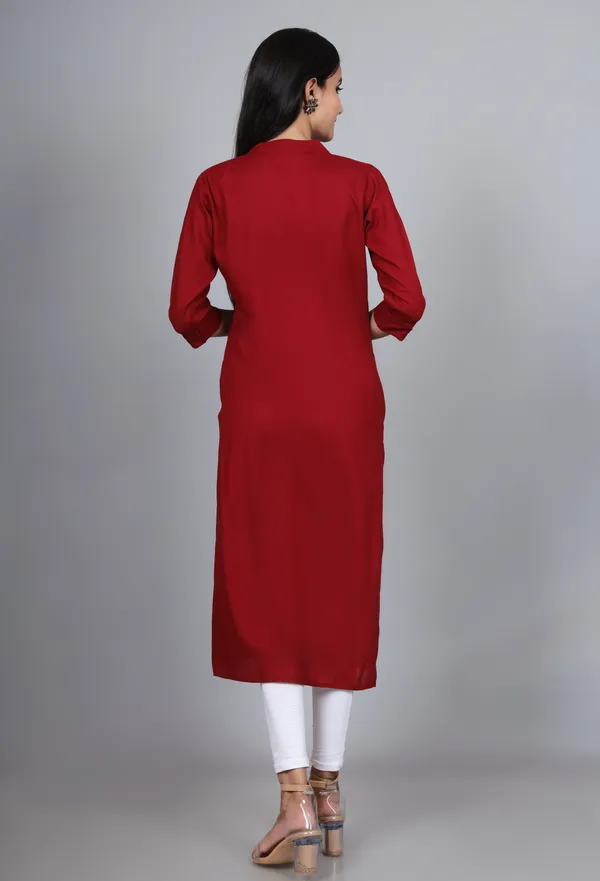 Women_Solid_Straight_Kurta_(Maroon)