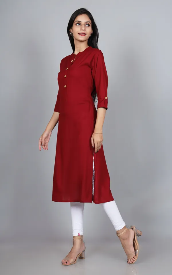 Women_Solid_Straight_Kurta_(Maroon)