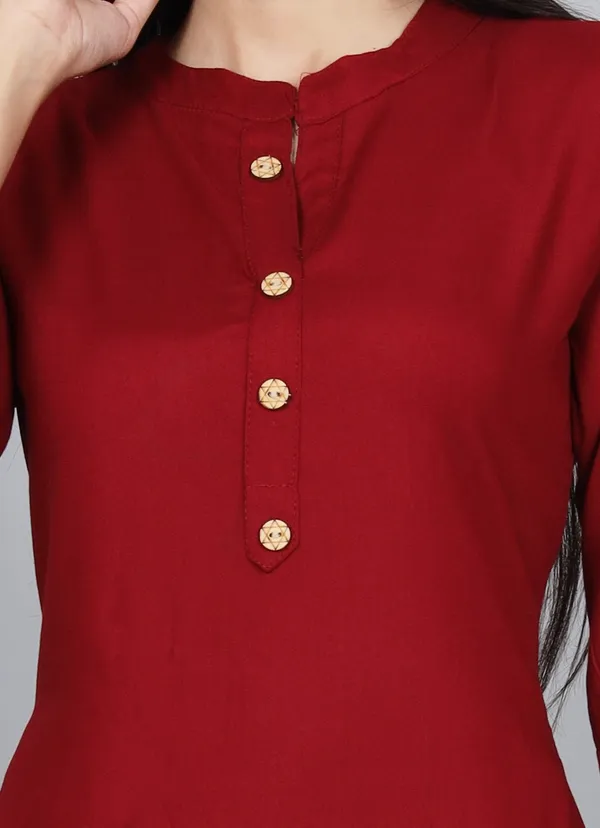 Women_Solid_Straight_Kurta_(Maroon)