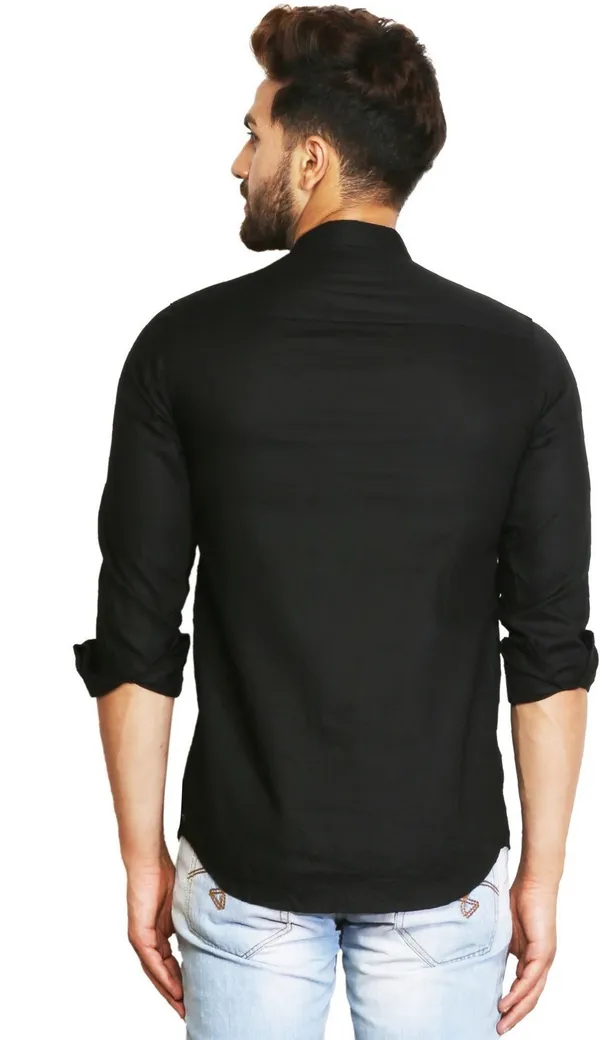 Men_Solid_Straight_Kurta_(Black)