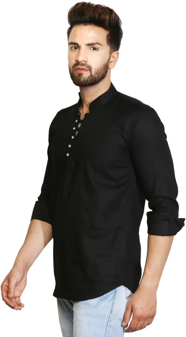 Men_Solid_Straight_Kurta_(Black)