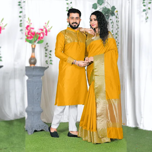 Silk_Kurta_Lovely_Yellow_Couple_Combo