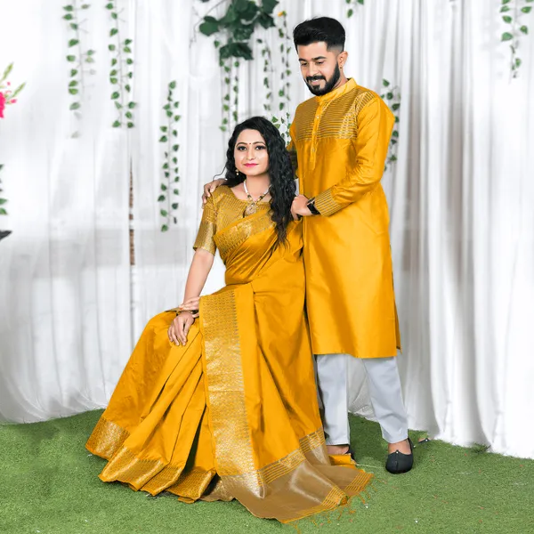 Silk_Kurta_Lovely_Yellow_Couple_Combo