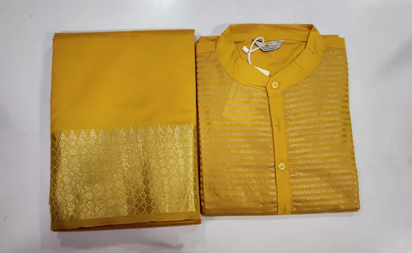 Silk_Kurta_Lovely_Yellow_Couple_Combo