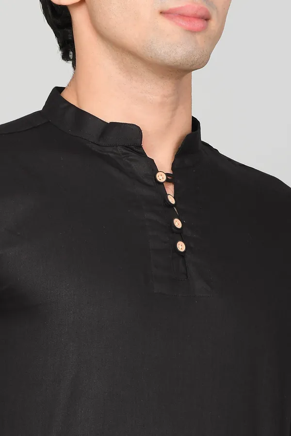 Men_Solid_Straight_Kurta_(Black)