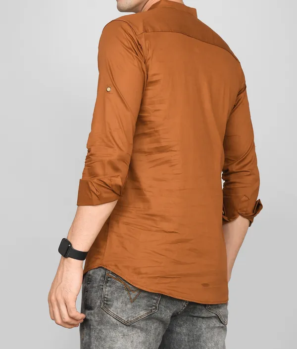Men_Solid_Straight_Kurta_(Brown)