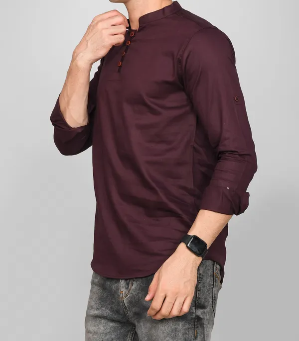 Men_Solid_Straight_Kurta_(Purple,_Maroon)