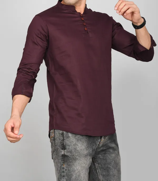 Men_Solid_Straight_Kurta_(Purple,_Maroon)