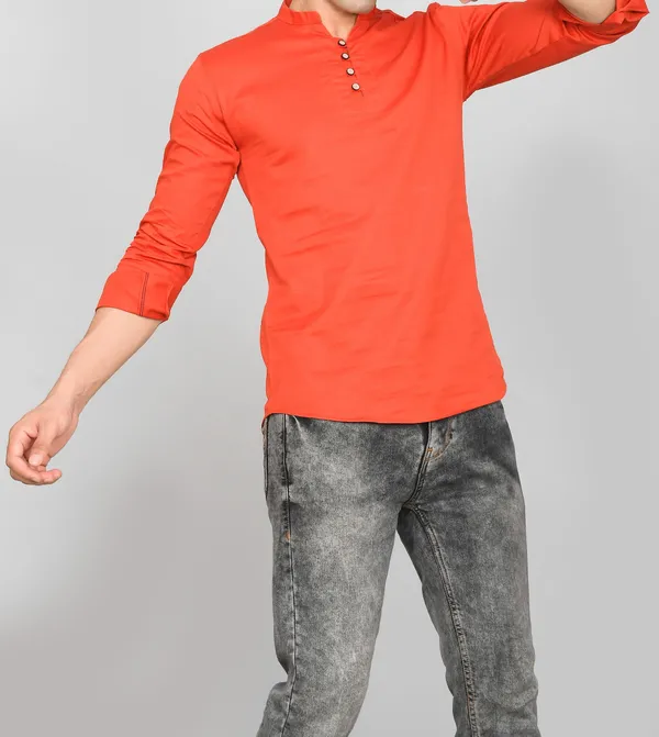 Men_Solid_Straight_Kurta_(Orange)