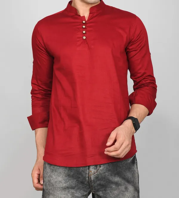 Men_Solid_Straight_Kurta_(Maroon)