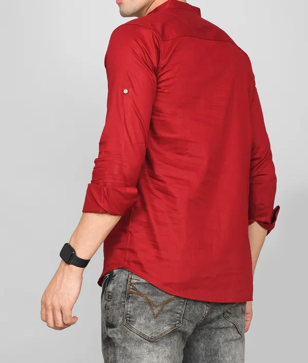 Men_Solid_Straight_Kurta_(Maroon)