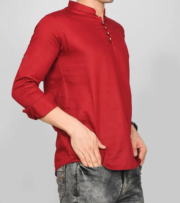 Men_Solid_Straight_Kurta_(Maroon)