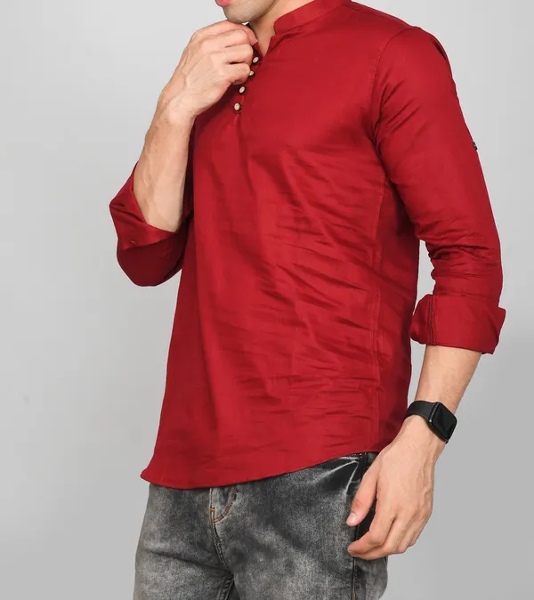 Men_Solid_Straight_Kurta_(Maroon)