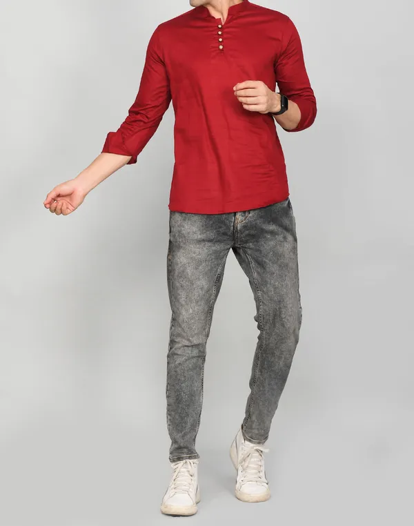 Men_Solid_Straight_Kurta_(Maroon)