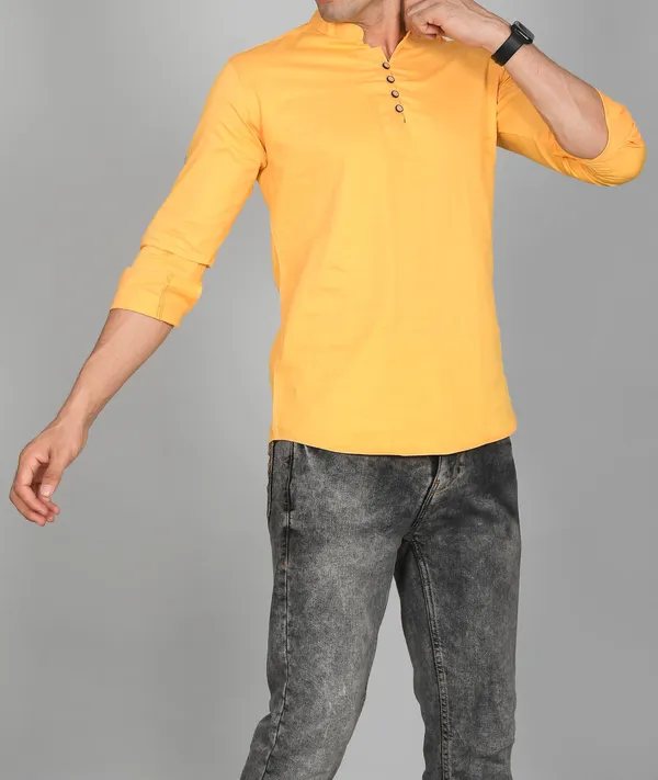 Men_Solid_Straight_Kurta_(Yellow)