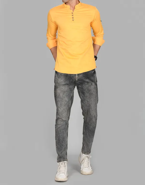 Men_Solid_Straight_Kurta_(Yellow)