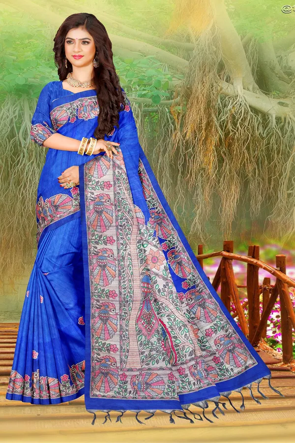 Printed_Madhubani_Cotton_Silk_saree_for_women