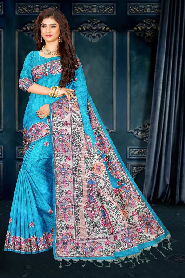 Printed_Madhubani_Cotton_Silk_saree_for_women
