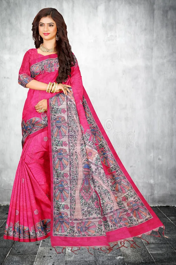 Printed_Madhubani_Cotton_Silk_saree_for_women