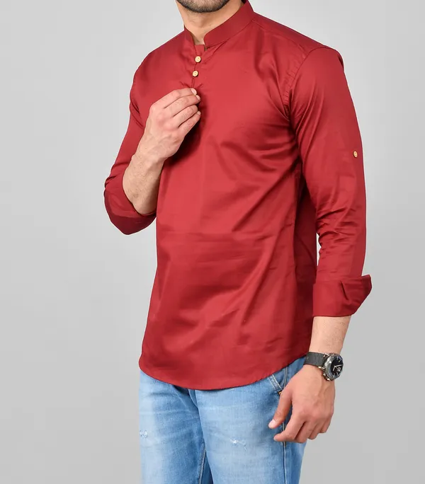 Men_Solid_Straight_Kurta_(Maroon)