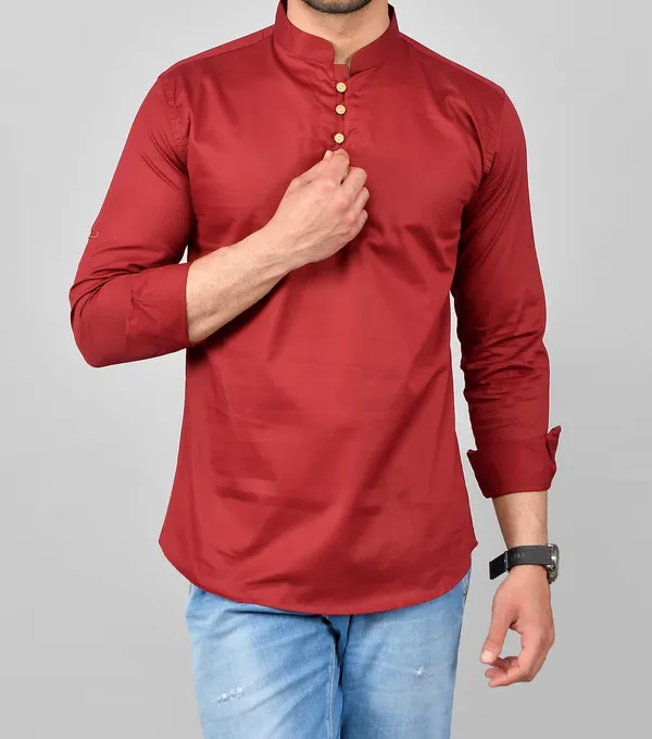 Men_Solid_Straight_Kurta_(Maroon)