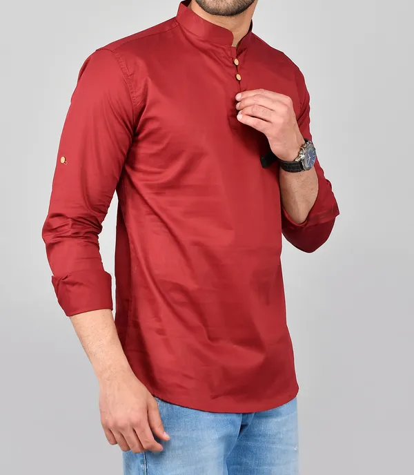 Men_Solid_Straight_Kurta_(Maroon)