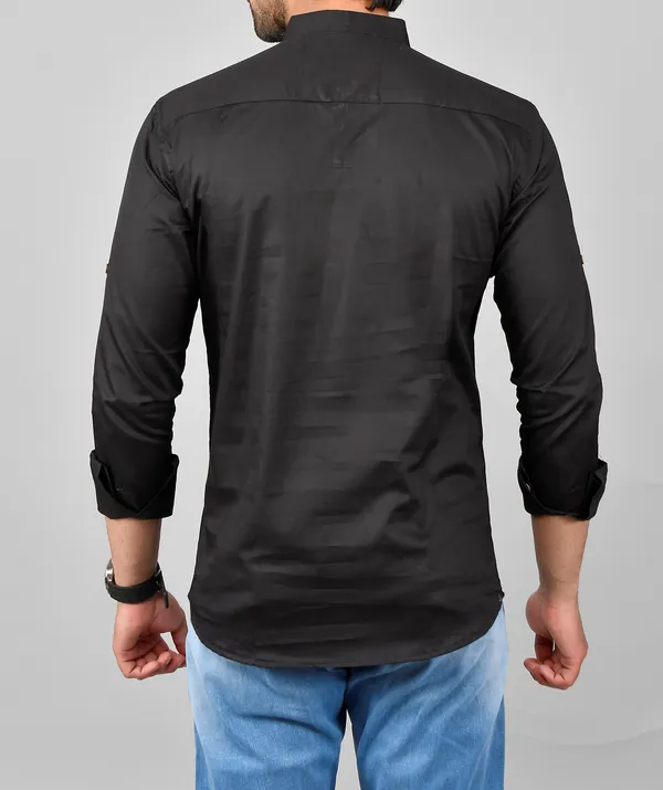 Men_Solid_Straight_Kurta_(Black)