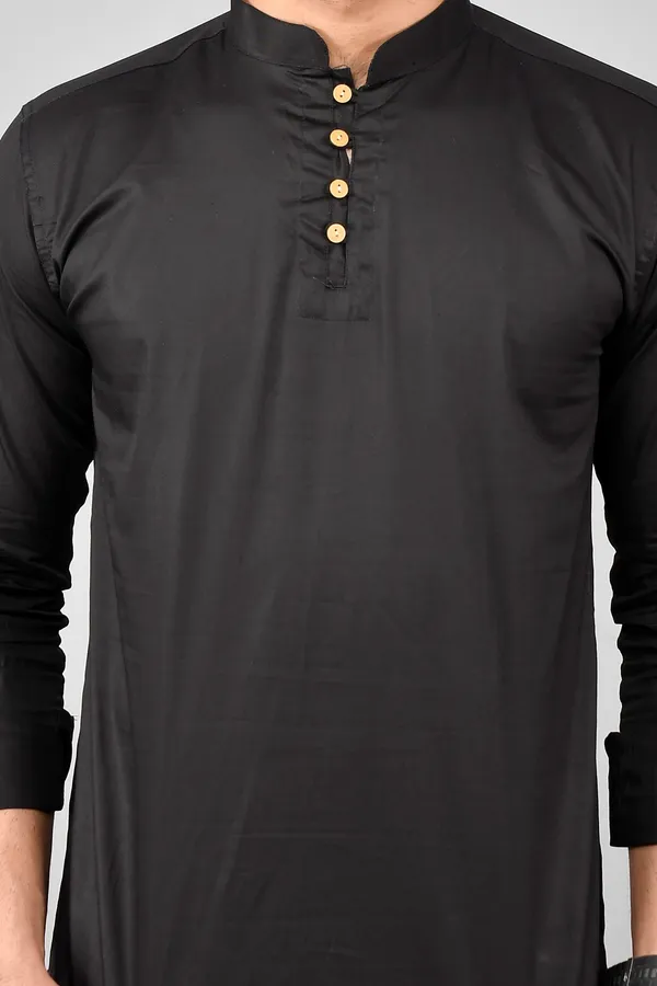 Men_Solid_Straight_Kurta_(Black)