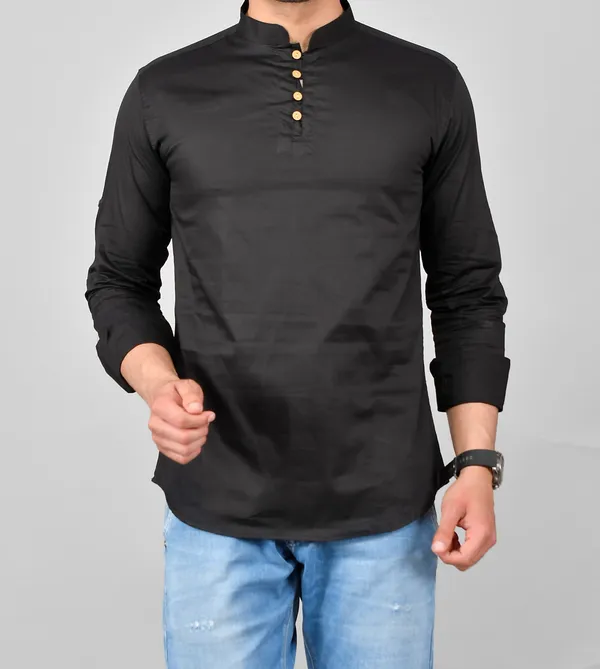 Men_Solid_Straight_Kurta_(Black)
