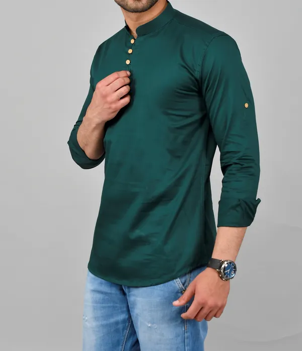 Men_Solid_Straight_Kurta_(Dark_Green)