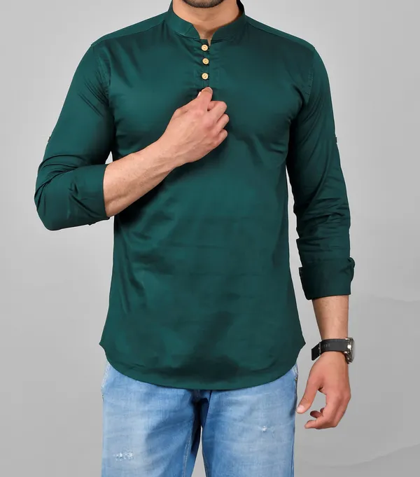 Men_Solid_Straight_Kurta_(Dark_Green)