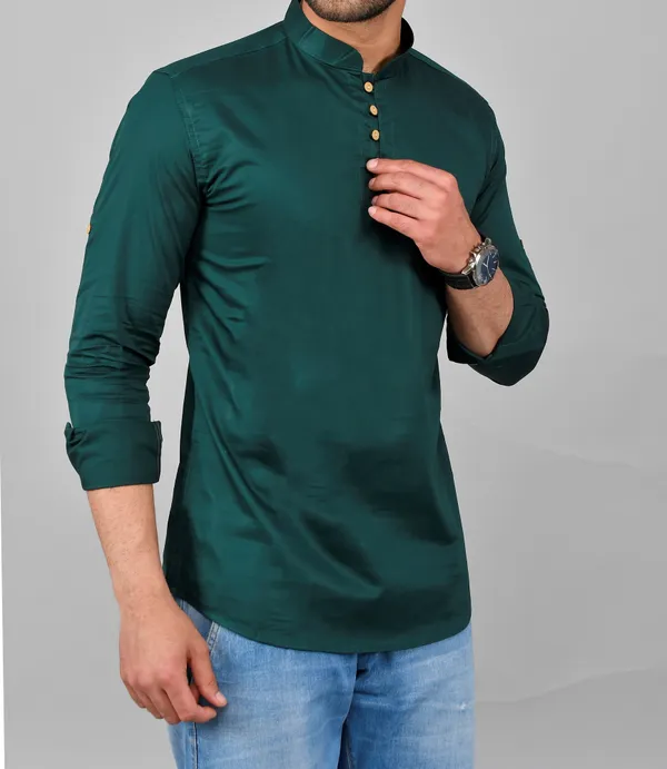 Men_Solid_Straight_Kurta_(Dark_Green)