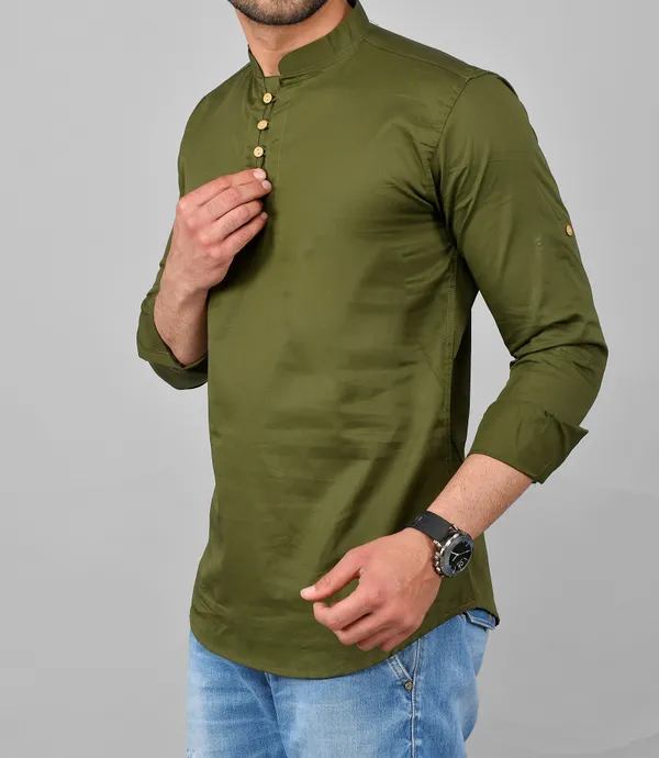Men_Solid_Straight_Kurta_(Green)