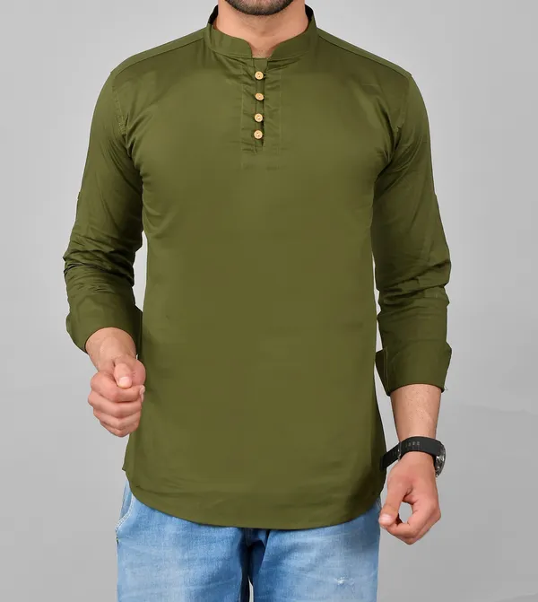 Men_Solid_Straight_Kurta_(Green)