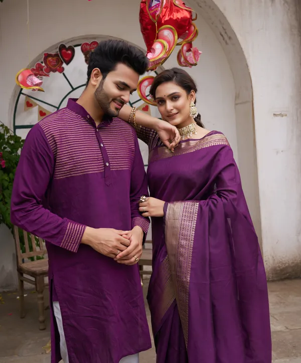 Matching_Dress_Silk_Saree_and_Kurta