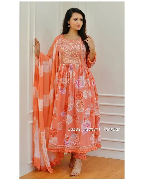 Indian_Women_Rayon_Anarkali_Kurti,_Pant_With_Dupatta_Dress_Set.