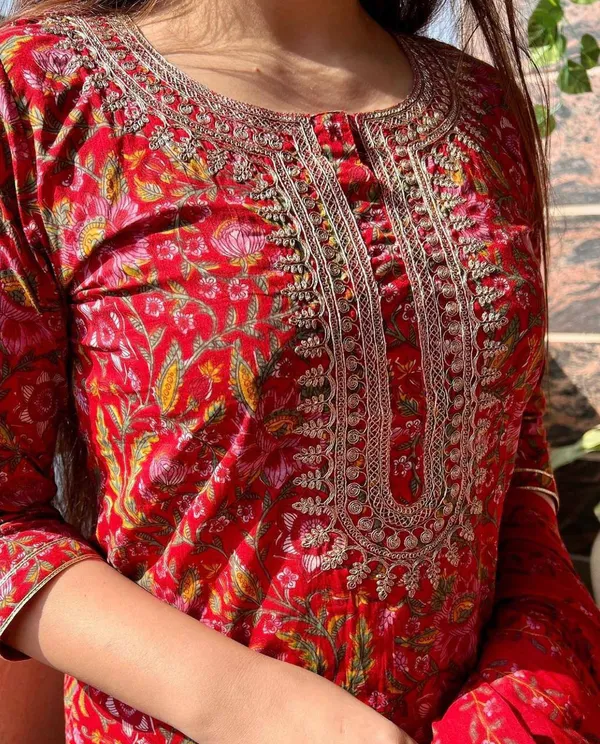 Red_Beautiful_Jaipur_Printed_Kurti_Dupatta_Set