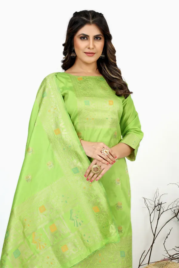 Green_color_pure_soft_silk_stitched_dress
