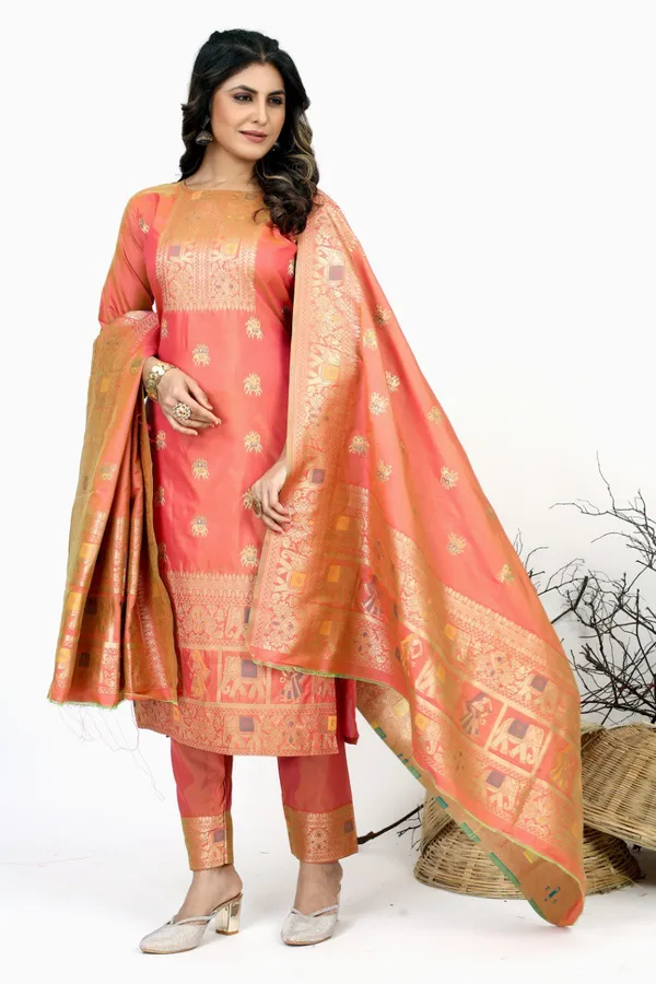 Green_color_pure_soft_silk_stitched_dress