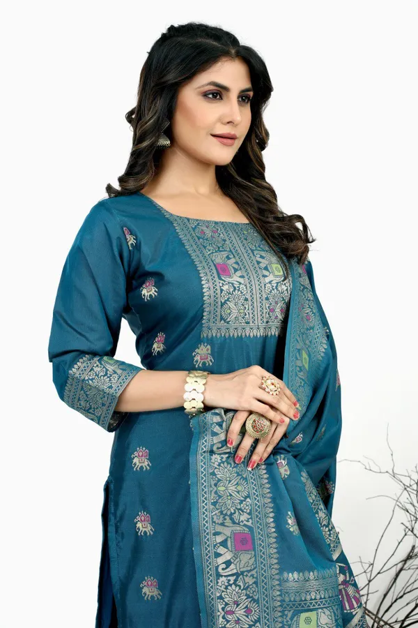 Green_color_pure_soft_silk_stitched_dress