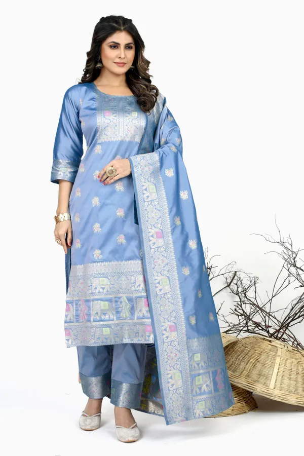 Green_color_pure_soft_silk_stitched_dress