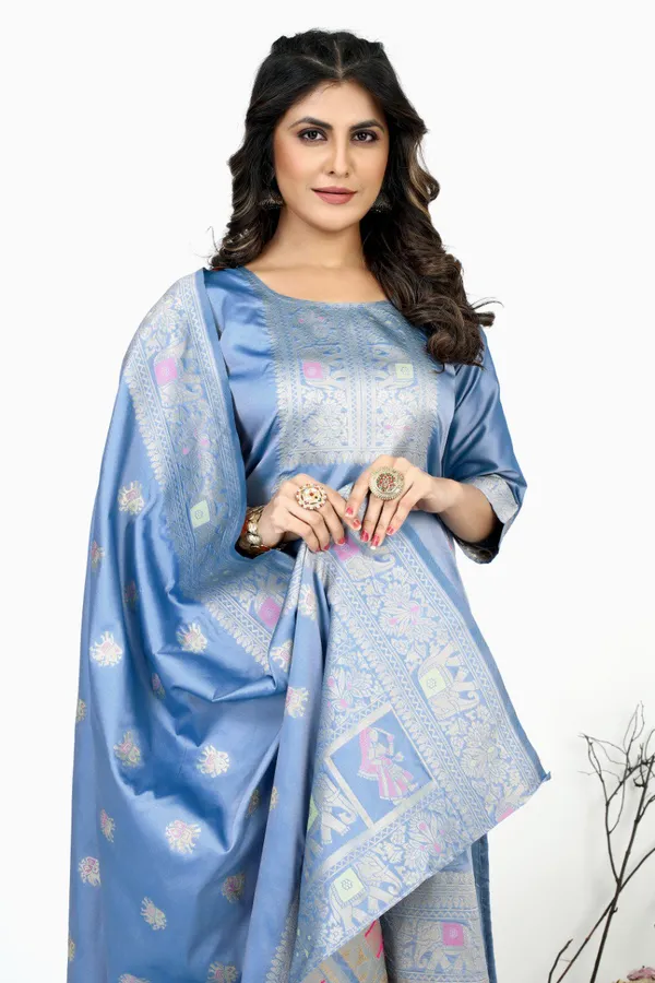 Green_color_pure_soft_silk_stitched_dress