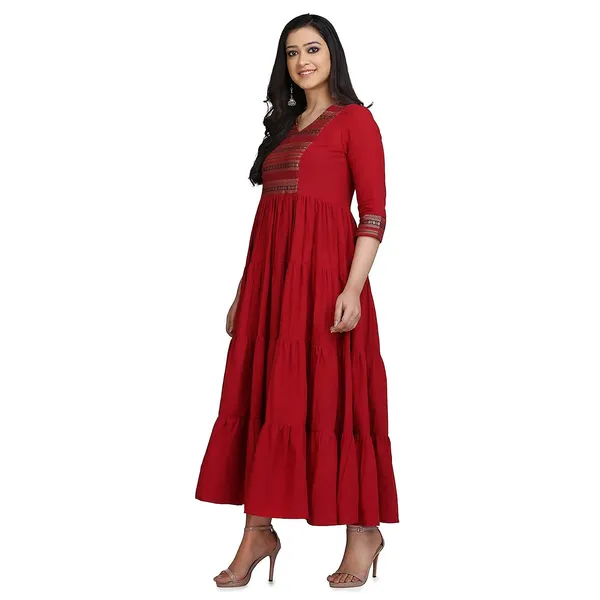 Maroon_Mangalgiri_Tiered_Dress_For_Women_Stylish_Tiered_Dress_For_Women_Western_A-Line_Maxi_Long_Gown__Mangalgiri_Cotton_Dresses_For_Ladies_1_Piece_Dress