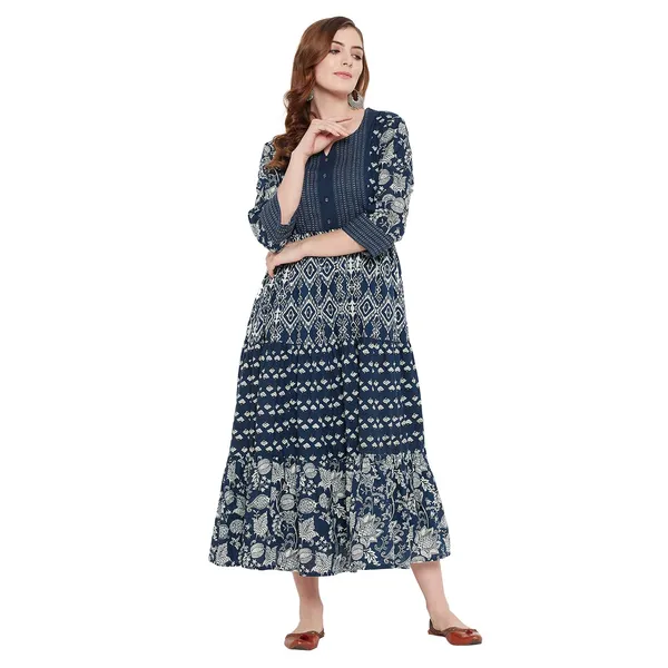 Indigo_Stylish_Tiered_Dress_For_Women_Western_A-Line_Maxi_Long_Gown__Mangalgiri_Cotton_Dresses_For_Ladies_1_Piece_Dress