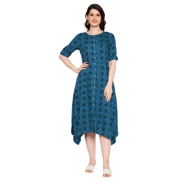 Indigo_Rangaval_Viscose_Cowl_Antique_Foil_Dress_For_Women