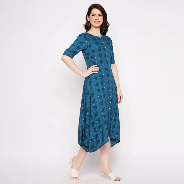 Indigo_Rangaval_Viscose_Cowl_Antique_Foil_Dress_For_Women