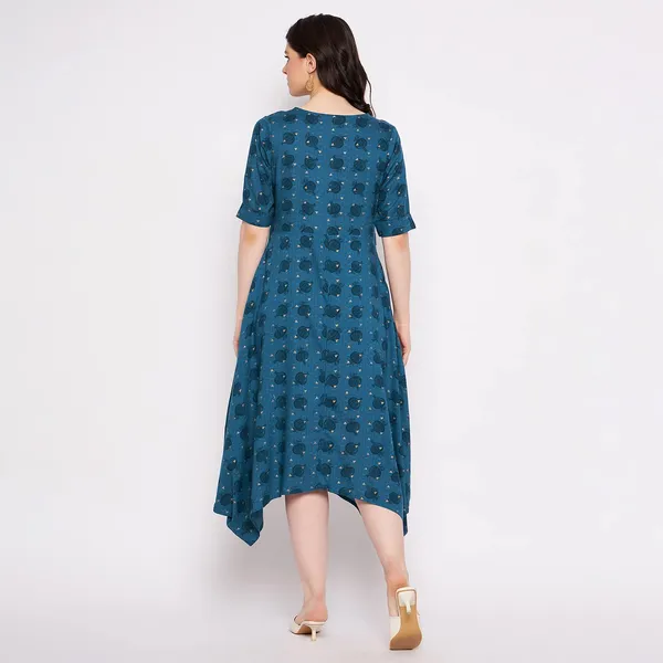 Indigo_Rangaval_Viscose_Cowl_Antique_Foil_Dress_For_Women